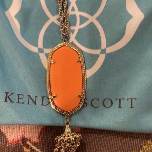 Kendra Scott Orange Pendant Necklace with Gold Tassel - Picture 3 of 4